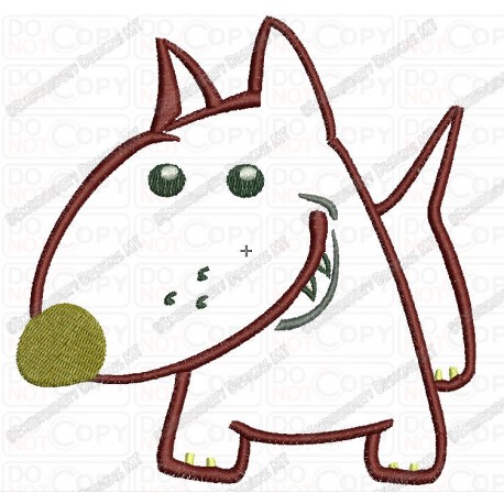Bull Terrier Dog Puppy Canine Applique Embroidery Design in 4x4 and 5x7 Sizes