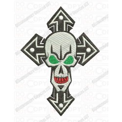 Skull with Cross Embroidery Design in 3x3 4x4 and 5x7 Sizes