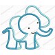 Childish Elephant Applique Embroidery Design in 4x4 and 5x7 Sizes