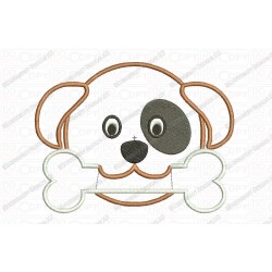 Puppy and Bone Applique Embroidery Design in 3x3 4x4 and 5x7 Sizes