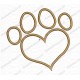 Heart Paw Applique Embroidery Design in 2x2 3x3 4x4 and 5x7 Sizes