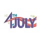 4th of July Script Embroidery Design in 3x3 4x4 and 5x7 Sizes