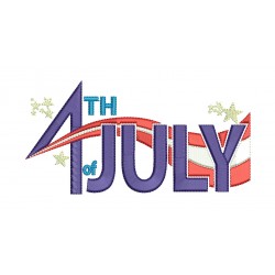 4th of July Script Embroidery Design in 3x3 4x4 and 5x7 Sizes