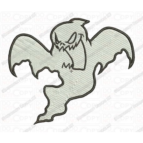 Scary Ghost Embroidery Design in 3x3 4x4 and 5x7 Sizes