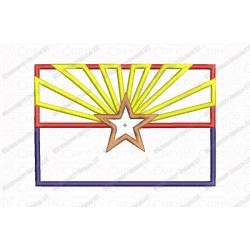 Arizona AZ State Flag Applique Embroidery Design in 4x4 and 5x7 Sizes