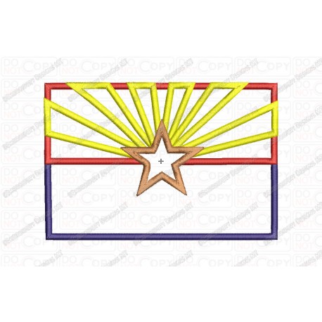 Arizona AZ State Flag Applique Embroidery Design in 4x4 and 5x7 Sizes