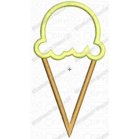 Ice Cream Cone 1 Scoop Applique Embroidery Design in 4x4 and 5x7 Sizes