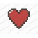 Pixel Heart Embroidery Design in 1x1 2x2 3x3 4x4 and 5x7 Sizes