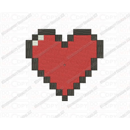 Pixel Heart Embroidery Design in 1x1 2x2 3x3 4x4 and 5x7 Sizes