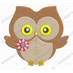 Girl Owl with Flower Full Stitch Embroidery Design in 3x3 4x4 and 5x7 Sizes