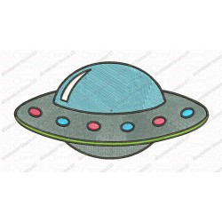 UFO Alien Flying Saucer Embroidery Design in Mini 2x2 3x3 4x4 and 5x7 Sizes