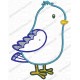 Blue Cartoon Bird Applique Embroidery Design in 4x4 and 5x7 Sizes