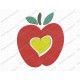 Apple with Heart Embroidery Design in  3x3 4x4 and 5x7 Sizes