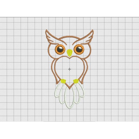 Owl Applique Embroidery Design in 3x3 4x4 5x5 and 6x6 Sizes