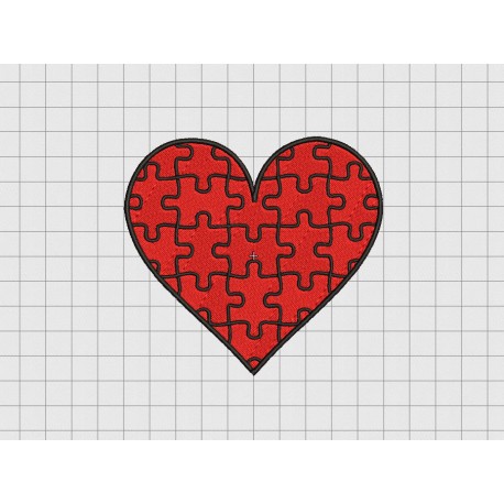 Heart Puzzle Valentine Embroidery Design in 2x2 3x3 4x4 and 5x5 Sizes