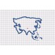 Asia Continent Applique Embroidery Design in 4x4, 5x7, and 6x10 Sizes