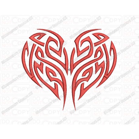 Heart Tribal Tattoo Embroidery Design in 2x2 3x3 4x4 and 5x7 Sizes