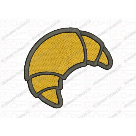 Croissant Fill Stitch Embroidery Design in 2x2 3x3 4x4 and 5x5 Sizes