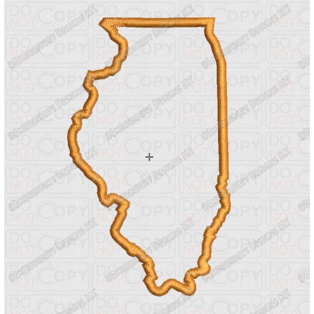 Illinois State Applique Embroidery Design in 4x4 and 5x7 Sizes