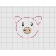Pig Face Felt Embroidery Design in 1" 1.5" and 2" Sizes