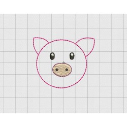 Pig Face Felt Embroidery Design in 1" 1.5" and 2" Sizes