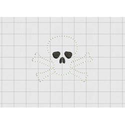 Skull and Crossbones Felt Embroidery Design in 1" 1.5" and 2" Sizes