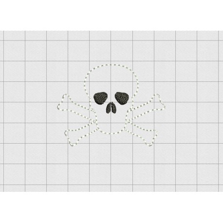 Skull and Crossbones Felt Embroidery Design in 1" 1.5" and 2" Sizes