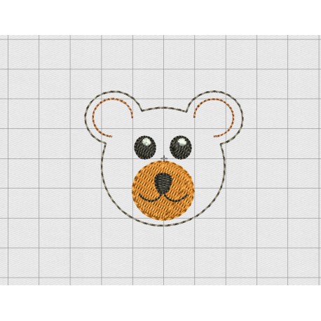 Bear Face Felt Embroidery Design in 1" 1.5" and 2" Sizes