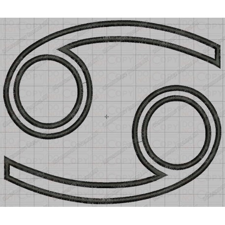 Cancer Zodiac Sign Applique Embroidery Design in 4x4 and 5x7 Sizes