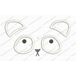 Panda Bear Face Applique Embroidery Design in 3x3 4x4 and 5x7 Sizes