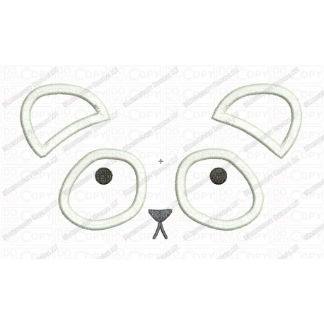 Panda Bear Face Applique Embroidery Design in 3x3 4x4 and 5x7 Sizes