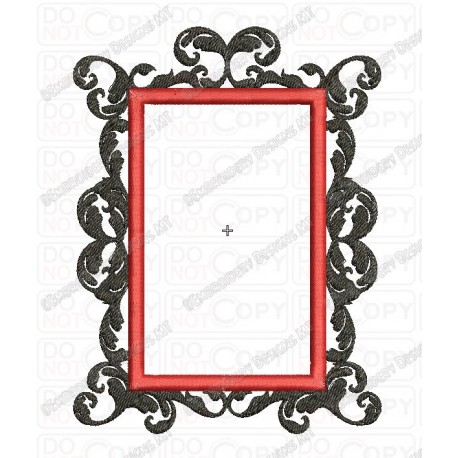 Fancy Damask Rectangle Frame 2 Full Stitch Embroidery Design in 3x3 4x4 and 5x7 Sizes