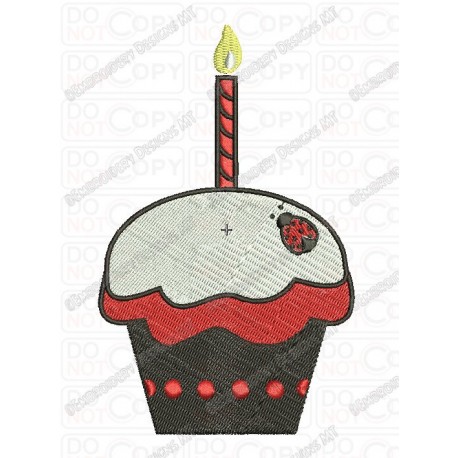Ladybug Cupcake Full Stitch Embroidery Design in 3x3 4x4 and 5x7 Sizes