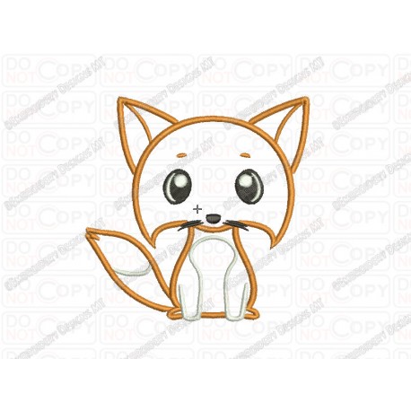 Fox Applique Embroidery Design in 3x3 4x4 and 5x7 Sizes