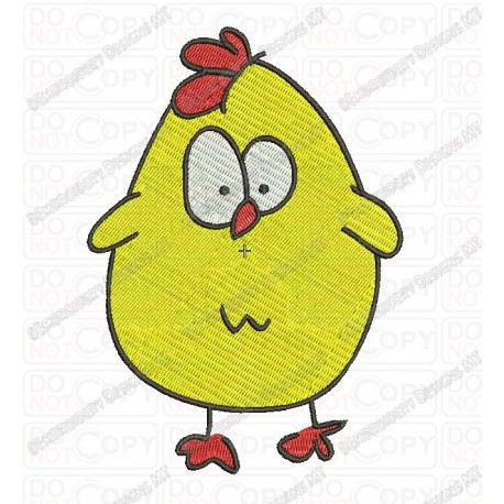 Goofy Chicken Embroidery Design in 3x3 4x4 and 5x7 Sizes