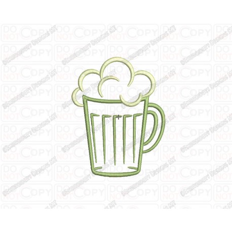 Beer Mug 2 Layer Applique Embroidery Design in 3x3 4x4 and 5x5 Sizes