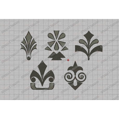 Design Elements Set, 5 Embroidery Designs (6-10) in 2x2 3x3 and 4x4 hoop sizes