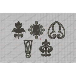 Design Elements Set, 5 Embroidery Designs (11-15) in 2x2 3x3 and 4x4 hoop sizes