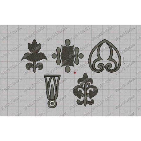 Design Elements Set, 5 Embroidery Designs (11-15) in 2x2 3x3 and 4x4 hoop sizes