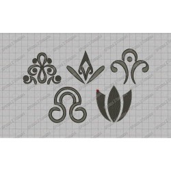 Design Elements Set, 5 Embroidery Designs (16-20) in 2x2 3x3 and 4x4 hoop sizes