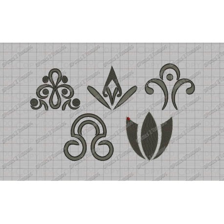 Design Elements Set, 5 Embroidery Designs (16-20) in 2x2 3x3 and 4x4 hoop sizes