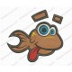 Fish Goofy Toon Embroidery Design in 3x3 4x4 and 5x7 Sizes
