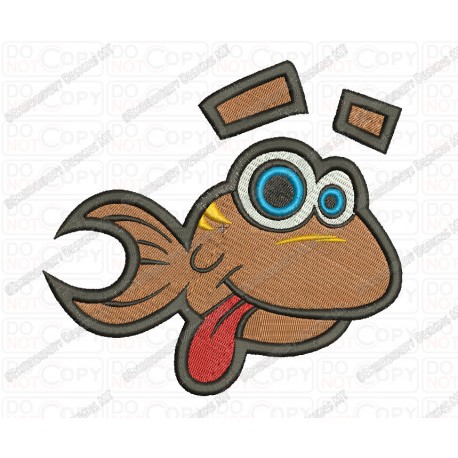 Fish Goofy Toon Embroidery Design in 3x3 4x4 and 5x7 Sizes