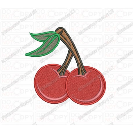 Cherry Cherries Embroidery Design in 2x2 3x3 4x4 and 5x5 Sizes