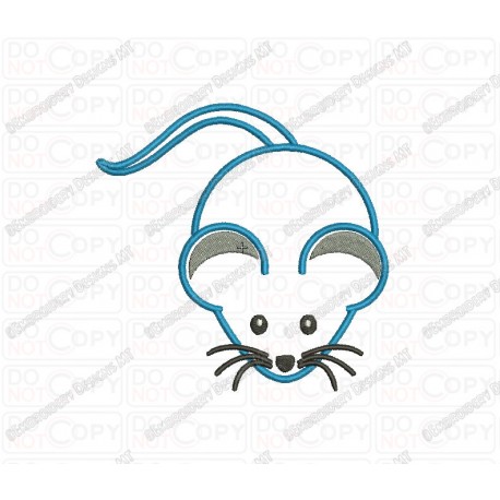 Mouse Applique Embroidery Design in 3x3 4x4 and 5x5 Sizes