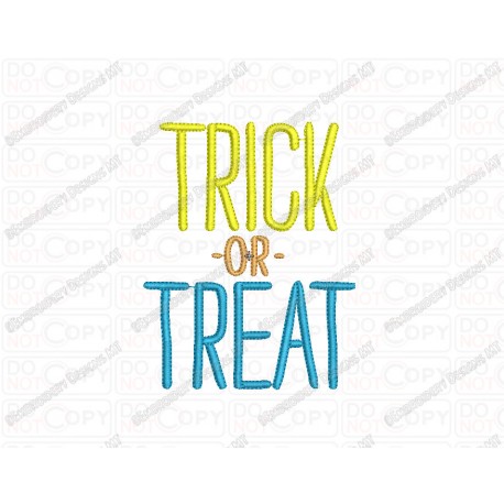 Trick or Treat Simple Full Stitch Embroidery Design in 3x3 4x4 and 5x5 Sizes