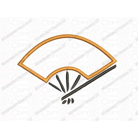 Hand Fan Applique Embroidery Design in 3x3 4x4 and 5x5 Sizes