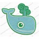 Classic Whale Embroidery Design in 3x3 4x4 and 5x7 Sizes