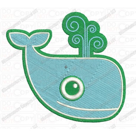 Classic Whale Embroidery Design in 3x3 4x4 and 5x7 Sizes