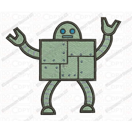 Robot Embroidery Design in 3x3 4x4 and 5x7 Sizes